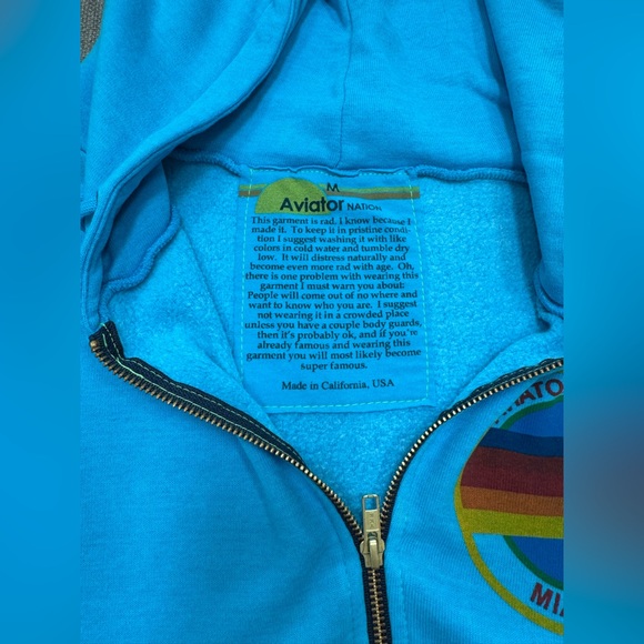 Aviator Nation Neon Blue Miami Hoodie - Picture 7 of 8